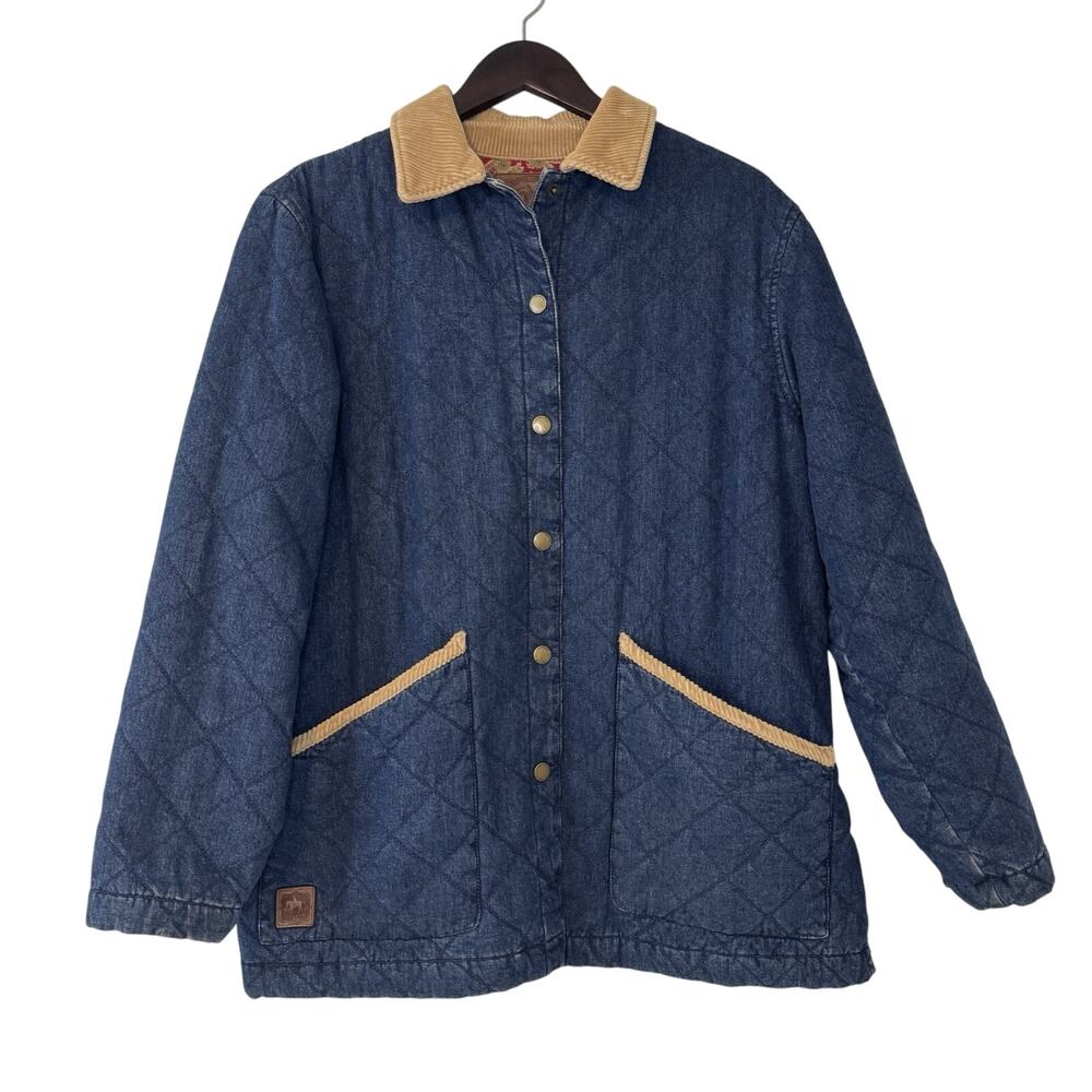 Ralph Lauren Blue Quilted Jacket with Tan Accents